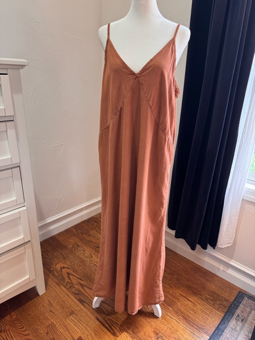Quince Vintage Wash Tencel Maxi Slip Dress- Terracotta